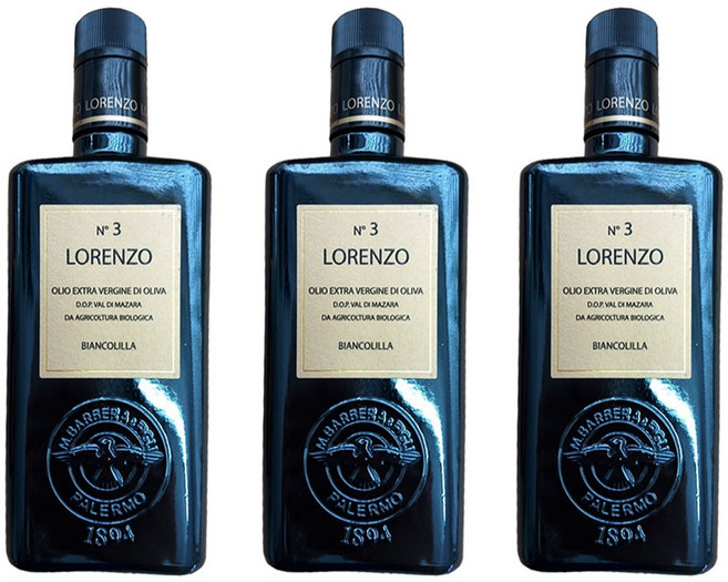 바르베라 로렌조 NO. 3 냉압착 엑스트라버진 올리브오일, 3개, 500ml