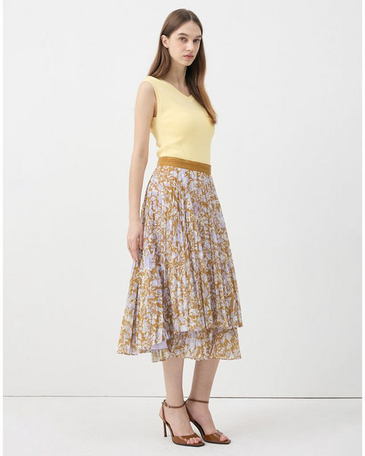 데코 본사직영 플라워 프린팅 롱 스커트-DCWHD2612W