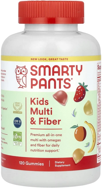 SmartyPants 어린이용 종합비타민 및 식이섬유 레몬 오렌지 & 딸기 바나나 구미젤리 120개, SmartyPants어린이용종합비타민및식이섬유레몬오렌지, 1개, 120정 - 쿠팡