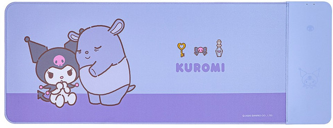 산리오캐릭터즈 듀얼 고속무선 충전 장패드 게이밍 미끄럼방지 데스크매트 마우스패드, 1개, 쿠로미