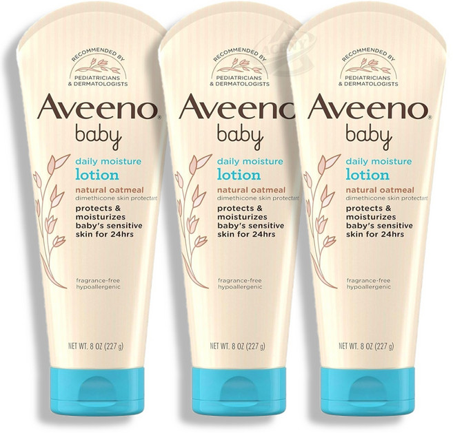 Aveeno Baby 아비노 베이비 모이스처 로션 내츄럴 오트밀 227g, 3개