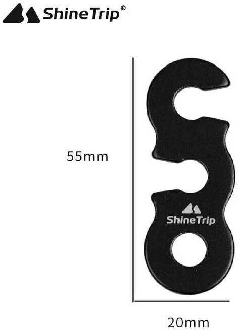 Shine Trip 鋁合金營繩調節片, S型風繩扣【黑色】, 黑色