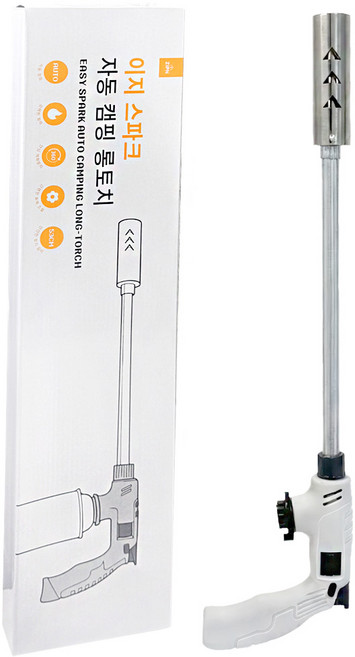 집앤 이지스파크 액화방지 원터치 자동점화 롱 가스토치, 그레이, 1개