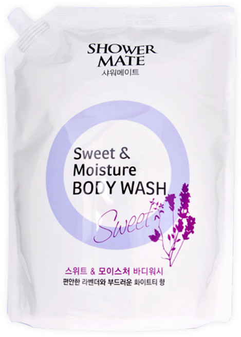 샤워메이트 스위트 앤 모이스처 바디워시 라벤더 화이트티향, 2L, 1개