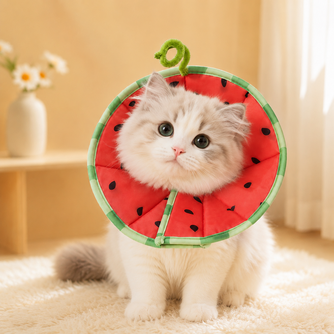 3위 - 고양이 넥카라 초경량 강아지 발사탕 방지 고양이 강아지 공용 소프트 넥밴드 HJCWJYXQ01, 1개, 레드