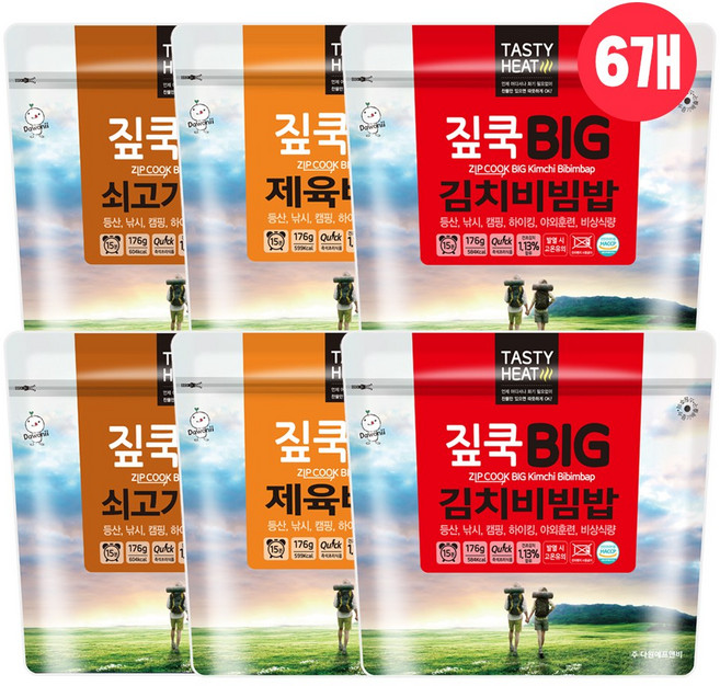 짚쿡 전투식량 발열도시락 176g 대용량 김치 제육 소고기 비빔밥 176g 6개
