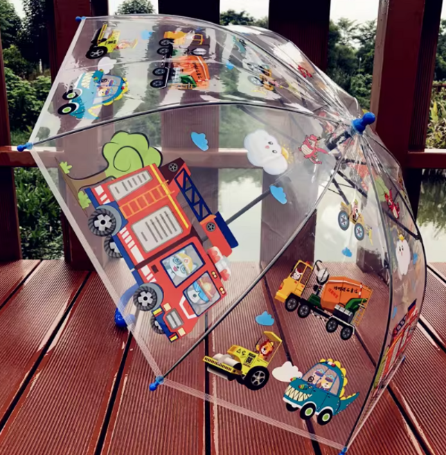 남아 투명우산 소방차 중장비 자동차 공룡 공주 유치원 어린이집 등원 필수 여아 안전 시야