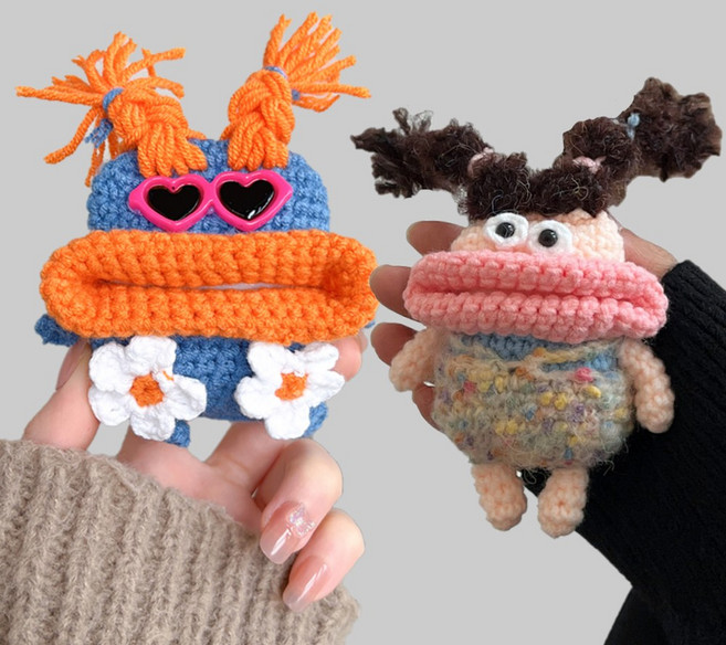 에어팟 4 3 2 1 프로 뜨개 삐삐 인형 니트 털 케이스, sap1342 D, 에어팟4