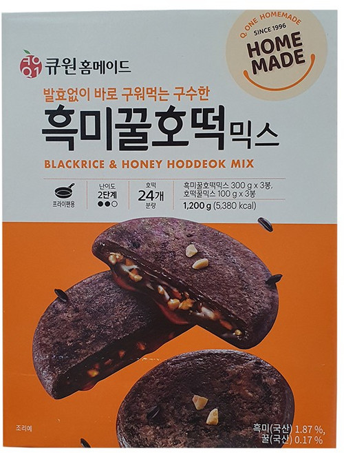 큐원 흑미 꿀호떡믹스, 400g, 3개