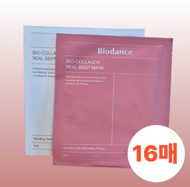 [본사정품] BIODANCE 바이오던스 바이오 콜라겐 리얼 딥 마스크 16장 BIO-COLLAGEN REAL DEEP MASK 고농축 앰플 하이드로겔 보습 모공 탄력 광채 개선, 16개입, 1개 - 쿠팡