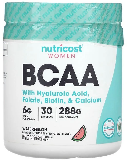 Nutricost 여성 BCAA 히알루론산 엽산 비오틴 칼슘 수박 함유 288g(10.2oz) Nutricost (뉴트리코스트), 1개 - 쿠팡
