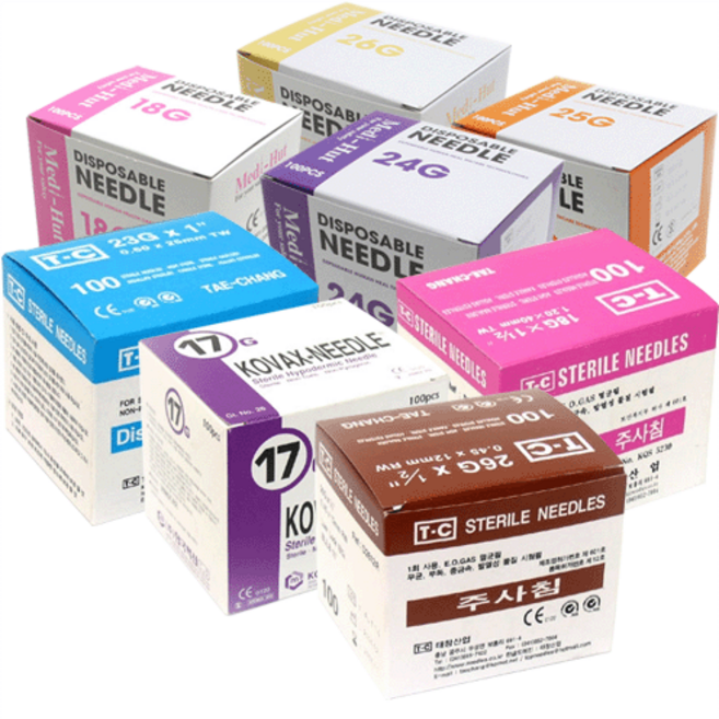 일회용 주사침(니들) 23g19mm1팩(100개입), 1개, 74116495986