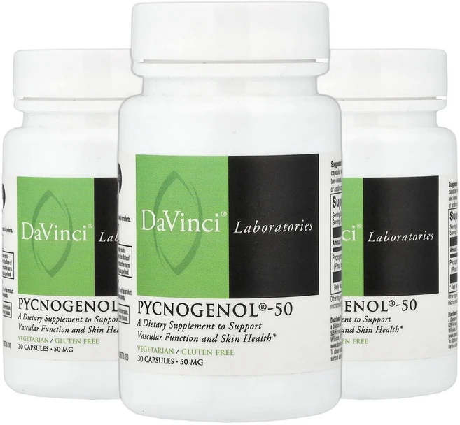 다빈치래버러터리 Pycnogenol-50 피크노제놀 소나무껍질 50mg 캡슐 30정 2+1, 3개 - 쿠팡