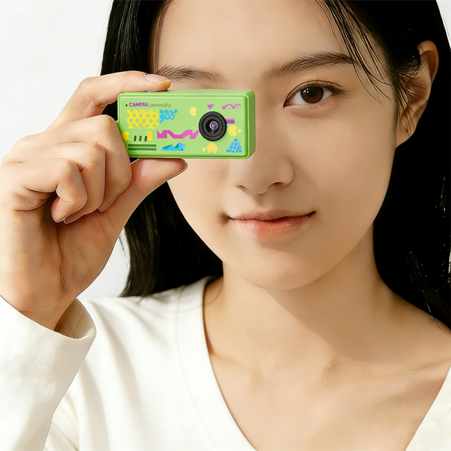 키링 Y2K 빈티지 디지털 카메라 초소형 초경량 카메라 128G SD카드 포함, 그린