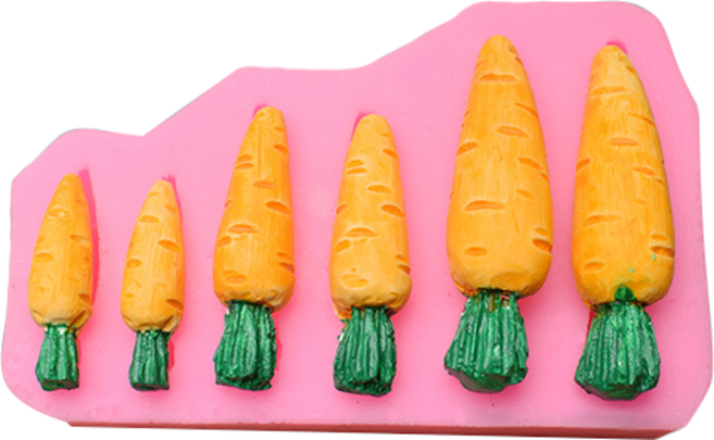 [드그라쎄] 과일 음식 디저트 데코 실리콘몰드 - 당근 데코 몰드 6구