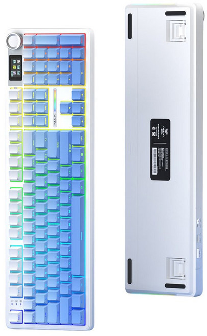 AULA F108 108키 RGB 3모드 기계식 키보드 키캡 포함, 글레이셔 그라데이션, 풍령축, 제조사축