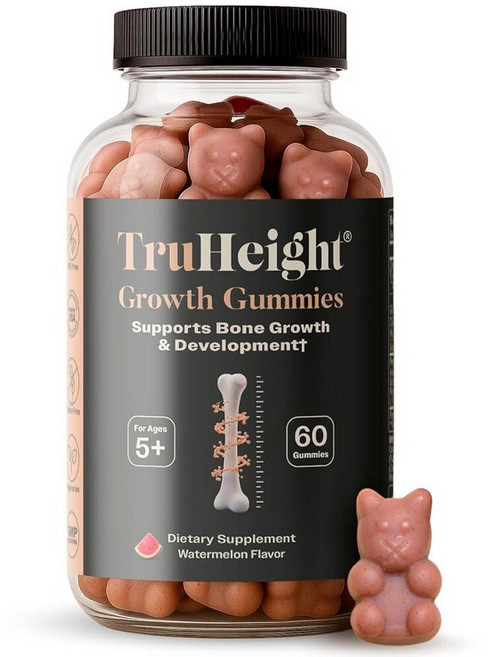 TruHeight Gummies (수박) 및 청소년을 위한 천연 성장 보충제 - 비타민 D K 칼슘 및 아슈와간다 뼈 강도 비타민 D3 K2 피키 이터 키가 큰 만 5세 이상, 60 Count (Pack of 3), Watermelon