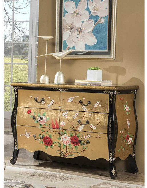 금박 나비장 광택 서랍 반원형 캐비닛 사물함 현관 장식 거실 복고풍, 골드 H섹션 S사이즈 56x35x68