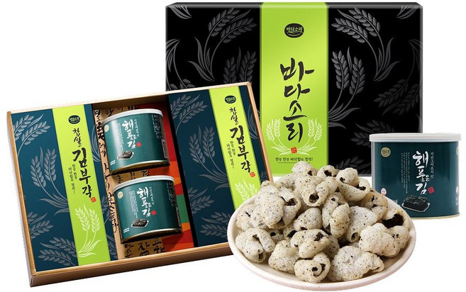 찹쌀 김부각 혼합세트 찹쌀김부각 해품은김 캔 명절 해산물세트 선물세트