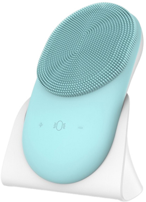 JING SHI M6 聲波洗臉機 溫熱導入矽膠潔面儀, 薄荷綠, M-3
