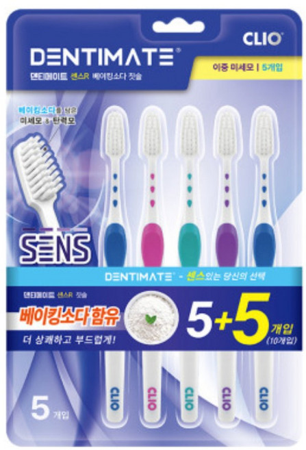 [크리오] 센스R 베이킹소다 이중미세모 칫솔 5+5개입, 10개입, 2개