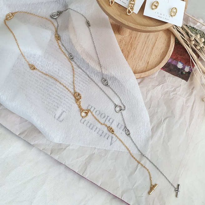 바이진주리본 쁘띠 상달루 롱체인 목걸이 귀걸이