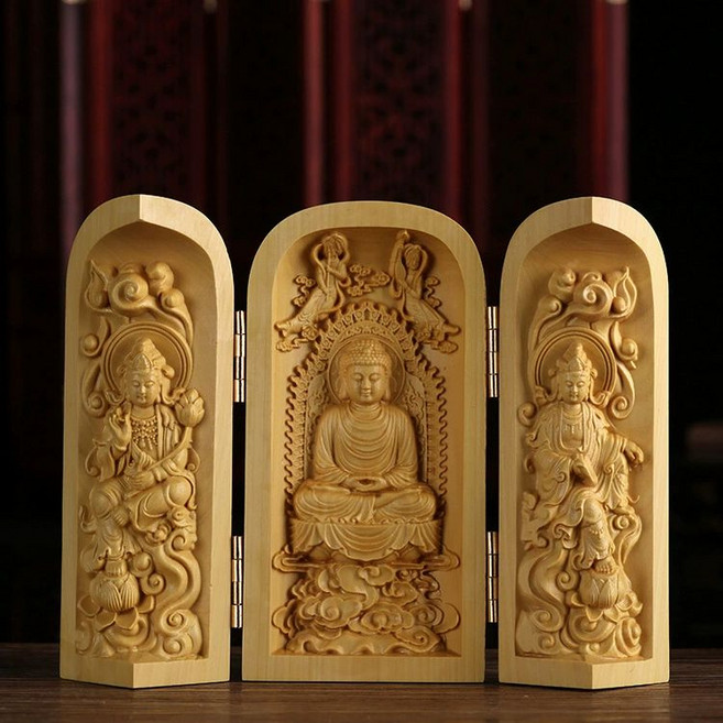 불상 부처 장식품불교 석가모니 보살 관세음보살, 1개, 서방 삼성 연꽃 B