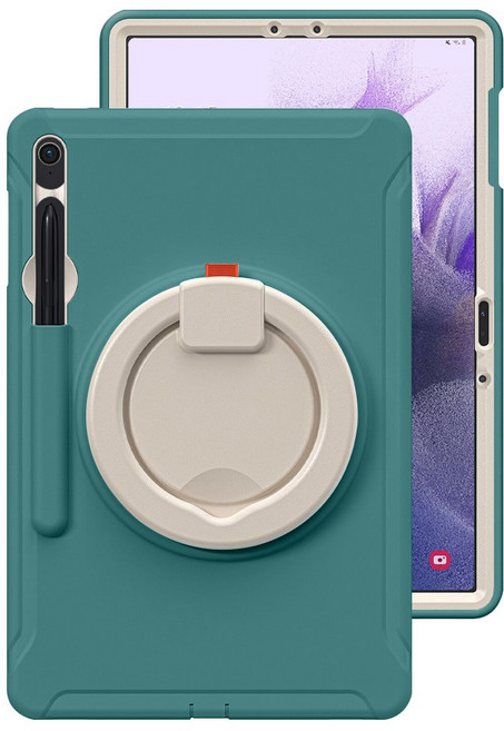 갤럭시탭 S10 S9 FE 케이스 마카롱 아머 거치대 회전 범퍼 케이스, 에메랄드