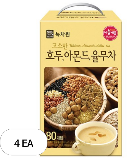 [녹차원] 호두아몬드율무차, 18g, 80개입, 4개