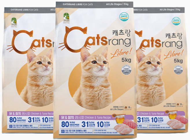 (무료배송) 캐츠랑 리브레 길냥이 사료 5kg x3개, 곡물, 3포