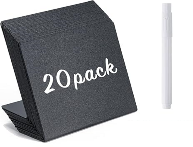 GAPINO 미니 블랙보드 가격표 POP 네임택 메뉴판 카페 미니칠판 이름표 A7 흰색펜증정, 20개, L자형