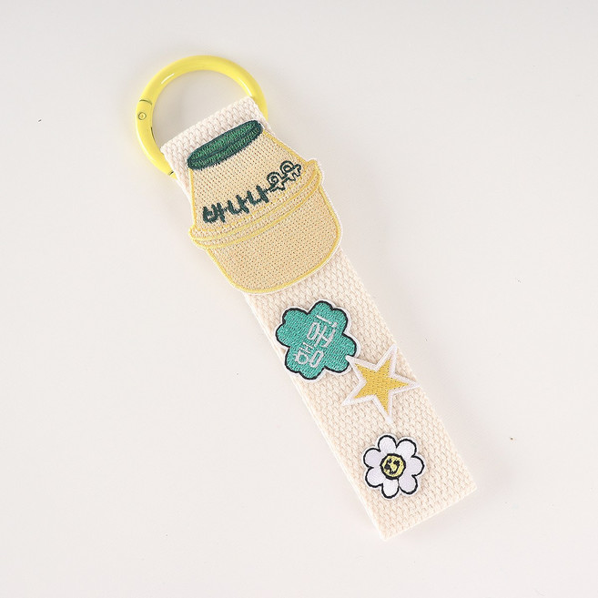완제품 와펜 스트랩 키링 단체 선물 가방 꾸미기 귀여운 디자인 왕고리, 1개, 단지우유 바나나