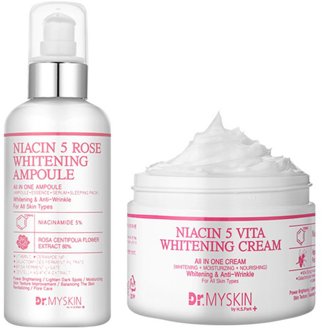 나이아신 5 로즈 화이트닝 미백 앰플 200ml+미백 크림 350g / 2종세트, 1세트