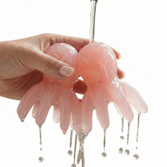 텐토라 문어 두피 얼굴 목 바디 괄사 마사지기 1+1, 핑크+핑크, 2개