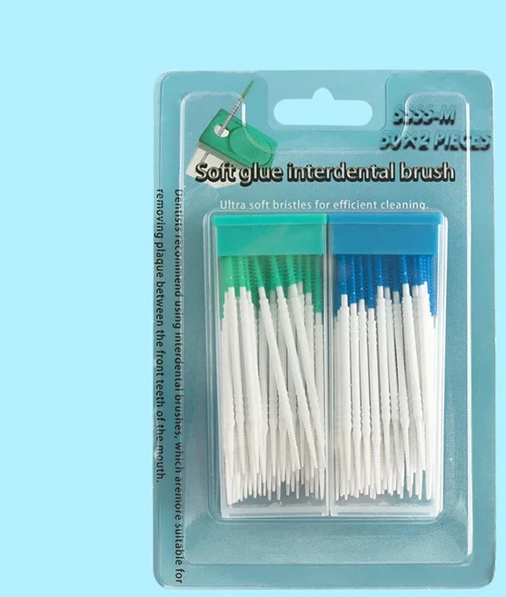 100개/팩 실리콘 치간 칫솔 치실 치간 브러쉬 치아 사이 청소 도구 구강 관리, 01 GB, 1, 100