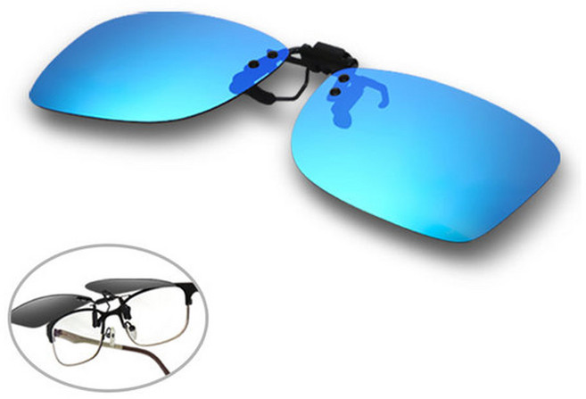 글라시야 사각형 플립업 클립 선글라스, CLIPON 03 플립업 블루미러(겸용), 1개