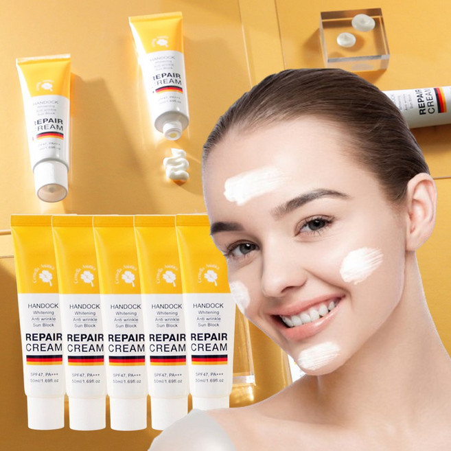 한독 리페어 선블럭크림 선크림 자외선차단 미백 보습 주름, 무료체험5매, 5개, 50ml