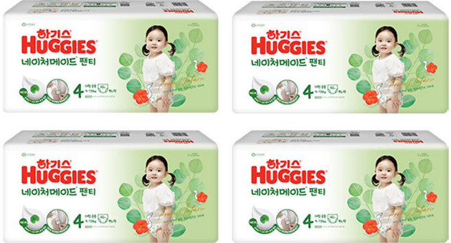 하기스 2024 네이처메이드 팬티 4단계 공용 42매 4팩 1개 (168매), 168매