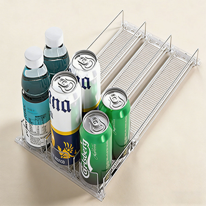 VIX Group 냉장고 음료 디스펜서 캔음료트레이 캔 음료수 주스 맥주 냉동실 자동정리 트레이 선반, 1개