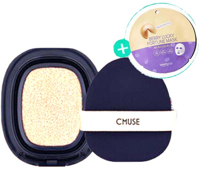 씨뮤즈 매직 쿠션 크림 리필 17 5g 1개 스킨케어로 메이크업 명품 광채, 21호교체용리필1개+마스크팩1매