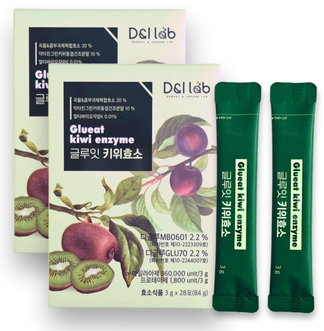 탄수화물 분해효소 글루잇 뉴질랜드 키위 유래 글루텐 분해 소화 유산균 효소, 2박스, 3g