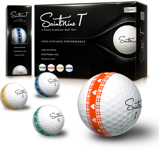세인트나인 T 골프공 3피스 300도 퍼팅라인 초고반발 12구 1박스, 1개, 12개입, 보여진 바와 같이