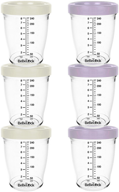 베베락 아이와 트라이탄 이유식용기 240ml (3+3개입), 1세트, 아이와 트라이탄 240ml(크림3P+라벤더3P), 1ml