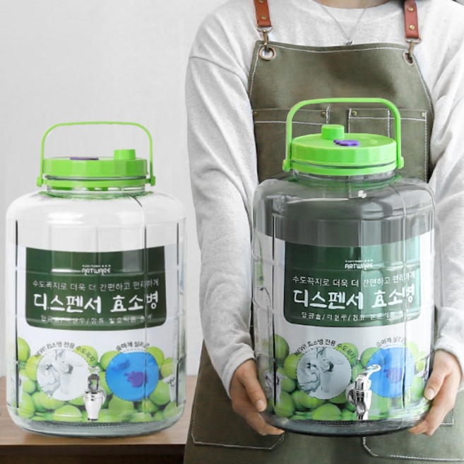 수도꼭지 매실청 담금주병 유리 효소병 디스펜서 과실주병 (4L/5L/10L/12L/15L) 유리병 밀폐용기 디스펜스 미니정수기, 12L 효소병 디스펜서 (12리터), 1개