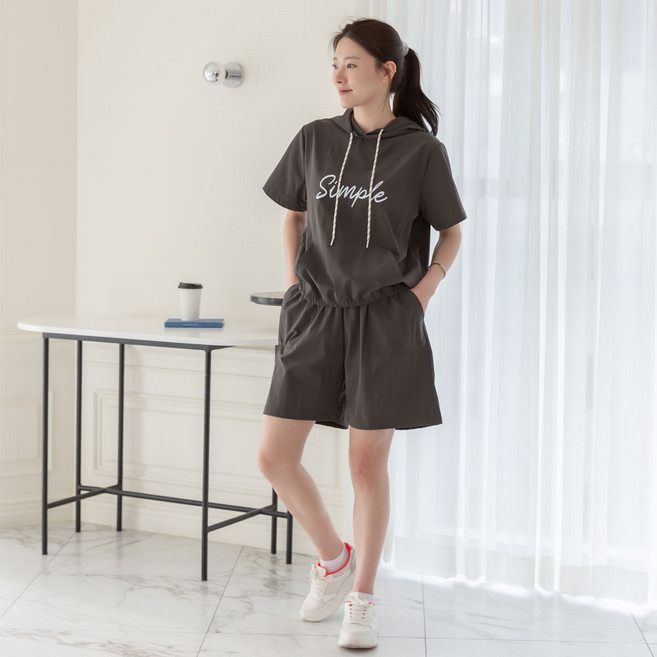 여성 여름 아노락 후드 반팔 빅사이즈 엄마옷 외출 운동복