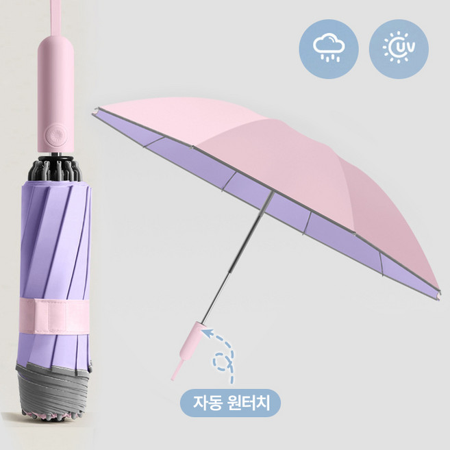 Modern Fashion 튼튼한 원터치 자동 우산 3단 양산 E01