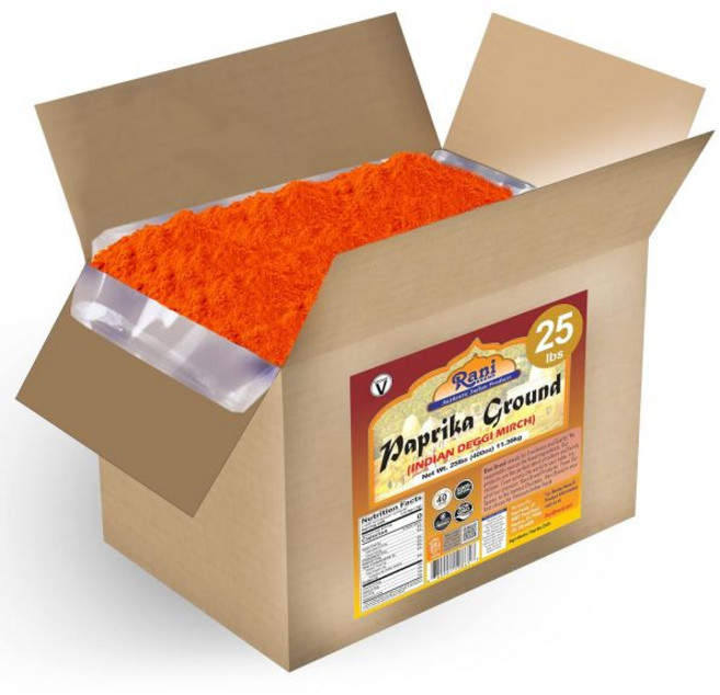 Rani Brand Authentic Indian Products 파프리카 가루 파우더 라니 데기 미르치 저열 향신료 분말 3온스 85g PET 용기 100% 자연산 소금 무첨, 벌크 박스, 25파운드 (1개 묶음), 1개