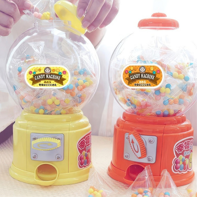사탕 뽑기 기계 가정용 미니 뽑기통 캔디 머신 장난감 캡슐 조카 완구, 옐로우, 옐로우
