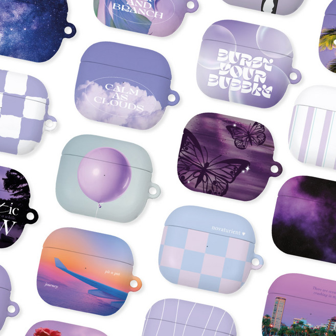 22가지 퍼플컨셉 에어팟1/2/3/프로/프로2/C타입 전용 에어팟 하드케이스+스퀘어링, 퍼플모먼트.6.퍼플구름, 에어팟3, 1개