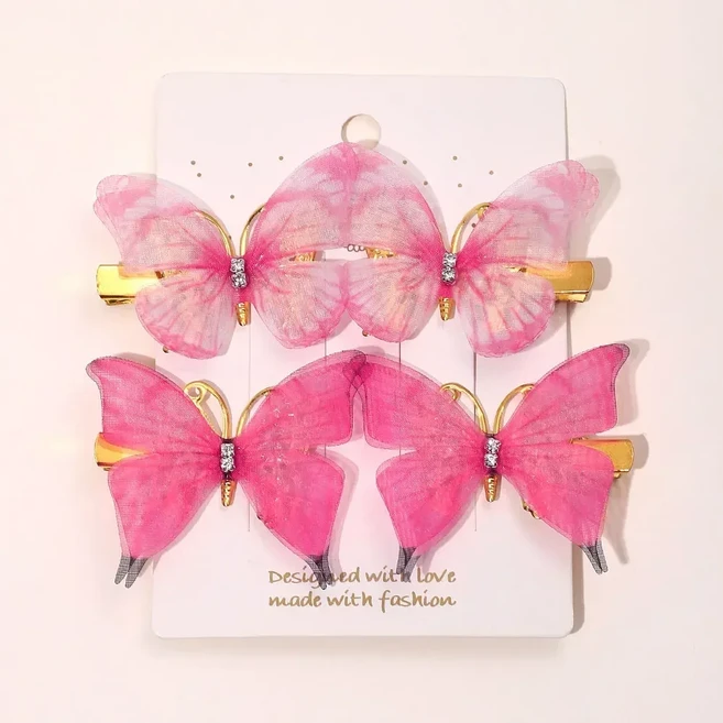 4/6Pcs 다채로운 나비 머리핀 소녀 헤어 클립 바레트 여성 달콤한 장식 무지개 모자를 쓰고 있죠 패션 액세